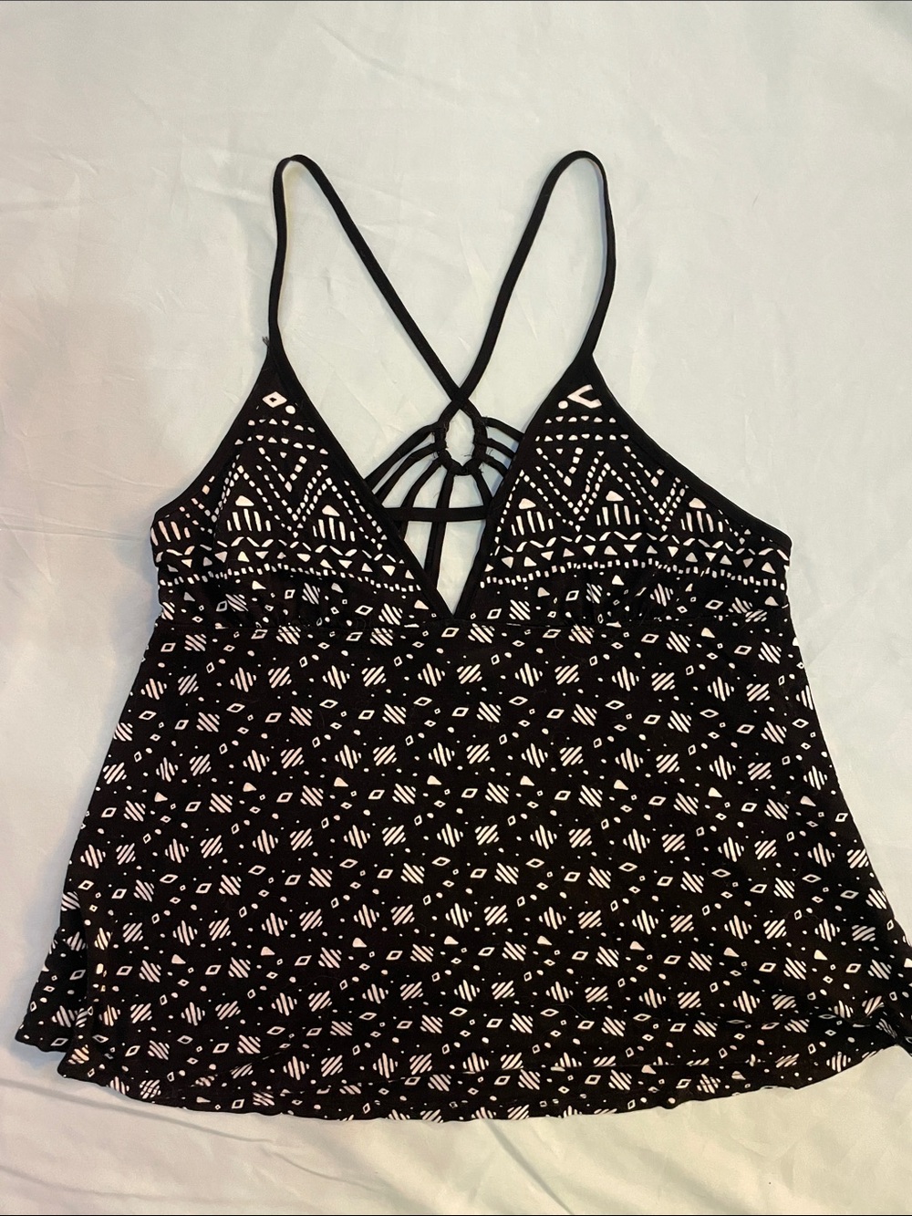 silence + noise Black & Cream Strappy V-Neck Camisole